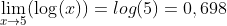 {\lim_{x\rightarrow 5}} (\log_{}(x) )=log_{} (5)= 0,698